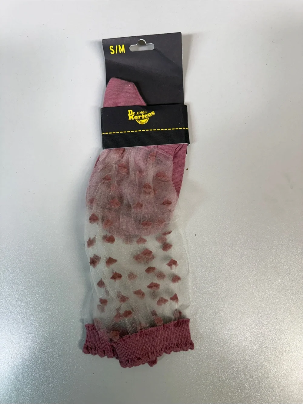 DR. MARTENS Women's Short Heart Mesh Organic Cotton Blend Socks in Dusty Rose